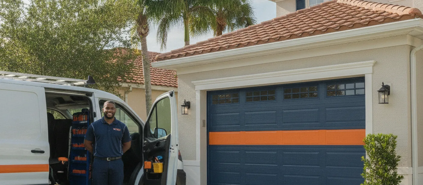 A completed garage door upgrade project showing improved curb appeal on an Ocala, Florida home